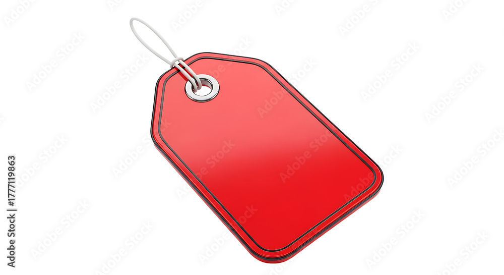 Fototapeta premium Shiny red tag with white string label price