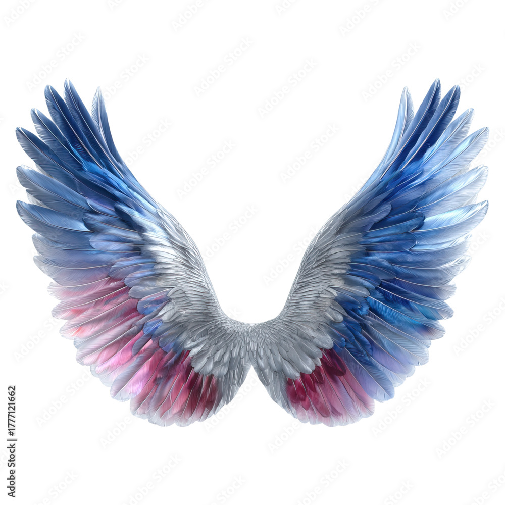 Obraz premium Beautiful watercolor texture of angel wings concept. A stunning pair of colorful wings symbolizing freedom and hope.