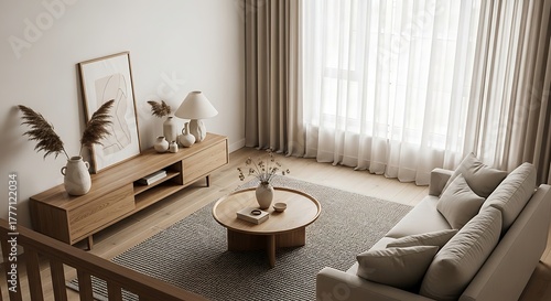 Minimalist Living Room Neutral Tones and Natural Light Interior Design