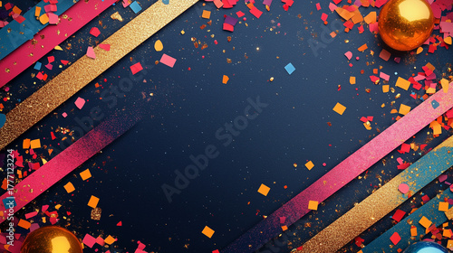 Colorful Carnival Night Poster Design with Confetti Stripes and Playful Gold Highlights 