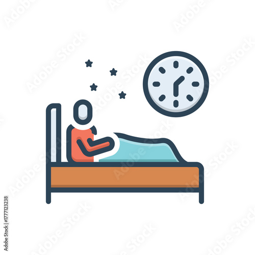 Color illustration icon for sleepless nights