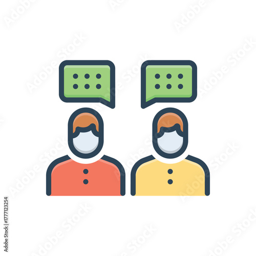 Color illustration icon for teenage talk