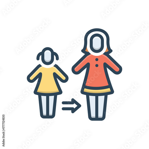 Color illustration icon for growing up