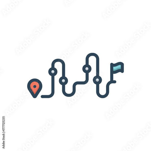 Color illustration icon for milestones map