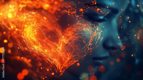 Realistic Surrealism with Abstract Forms Eyes Hearts and Magical Light Reflections 