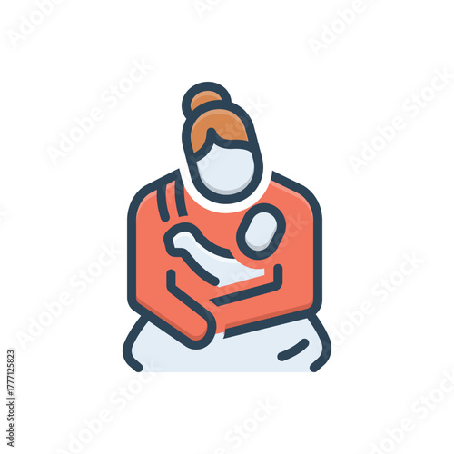 Color illustration icon for newborn nurturing