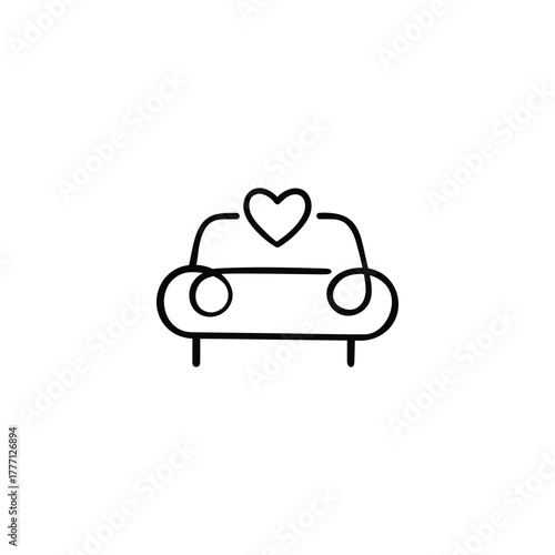 Wedding Car Line Style Icon Design