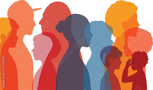 Silhouettes of Diverse People in Communication and Connection.