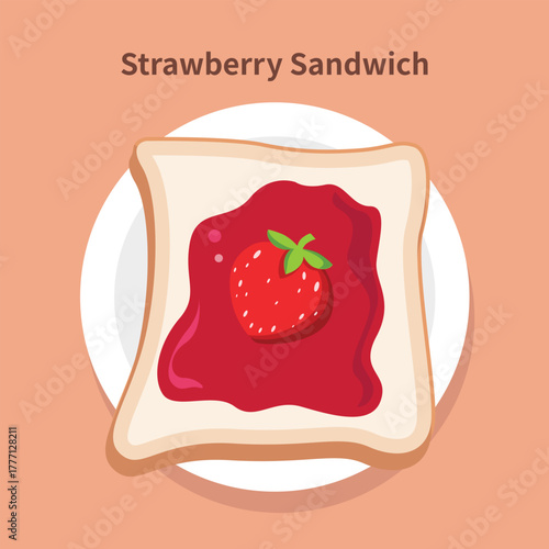 Sweet Strawberry Jam Sandwich with Fresh Berry Topping