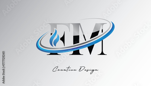 FM Flame Swoosh Monogram Logo – Energy, Tech & Futuristic Branding