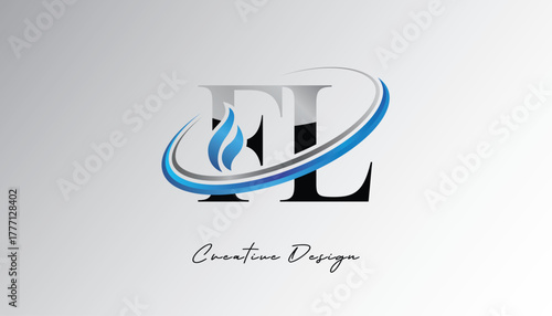 FL Flame Swoosh Monogram Logo – Energy, Tech & Futuristic Branding