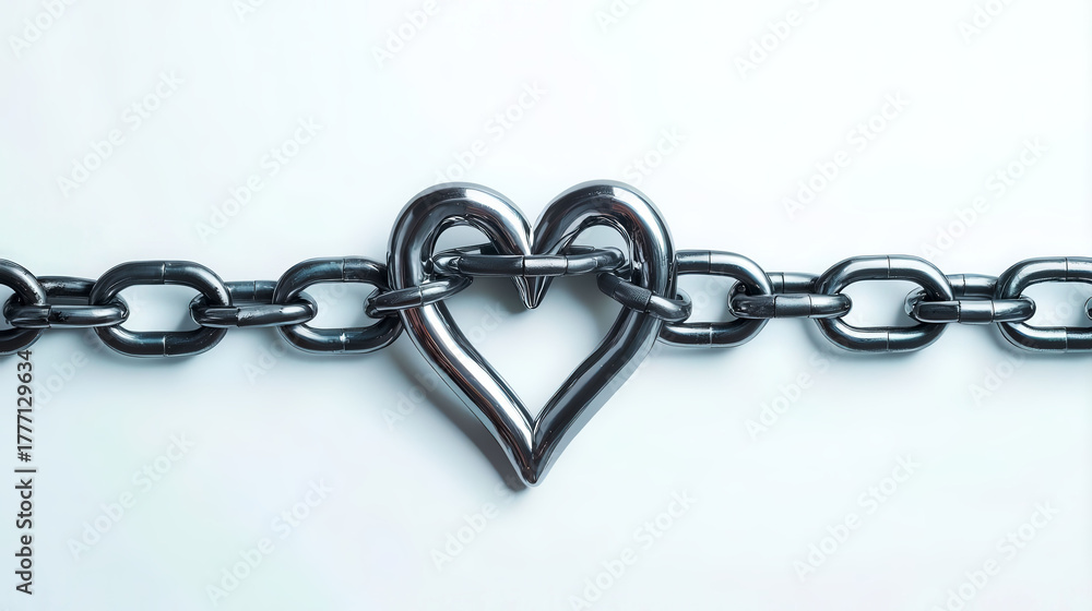 Obraz premium Bicycle chain forming a heartbeat line, symbolizing the rhythm of cycling and its impact on heart health