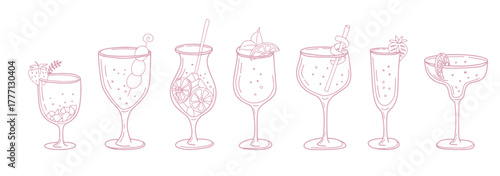 Whimsical Cocktail Outline Set