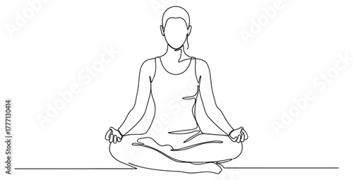 Minimalist line art of a woman in lotus position for yoga and meditation practices design