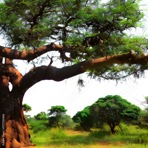 big tree closeup. AI generated