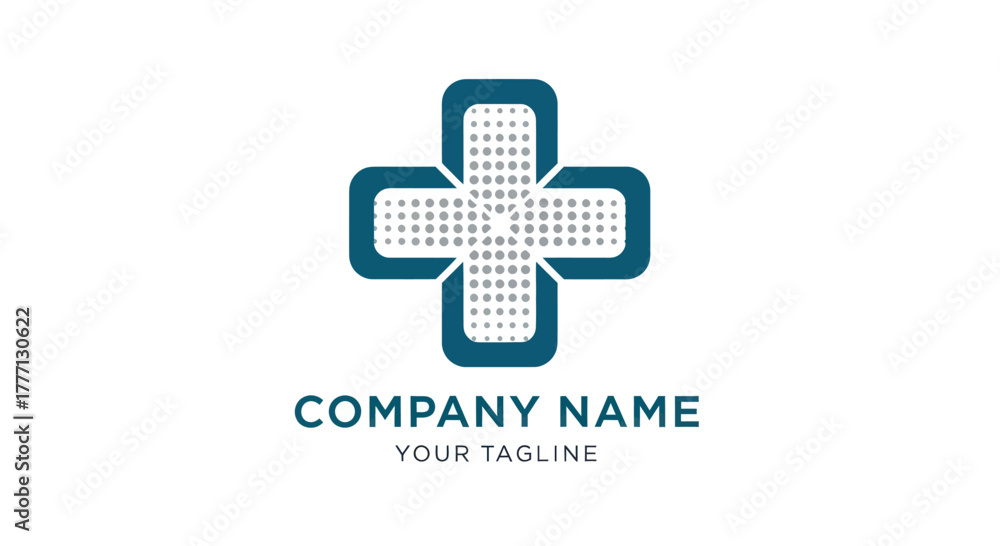 Obraz premium Medical cross logo design for healthcare and pharmaceutical companies.