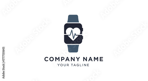 Smartwatch with Heartbeat Monitor Logo Design.
