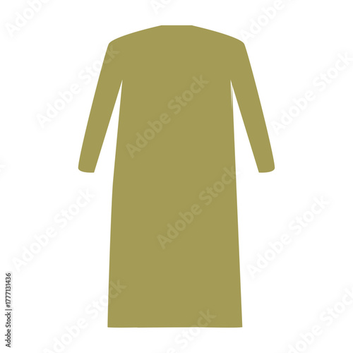 Simple Illustration of a Long Olive Green Abaya Dress for Women