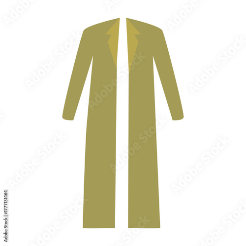 Elegant Long Olive Green Coat Icon - Simple Fashion Apparel Illustration