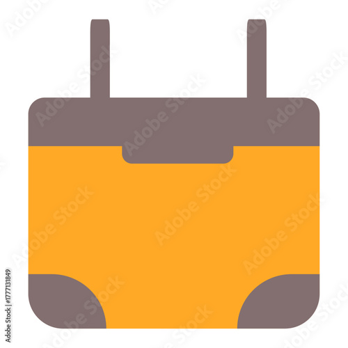 Flat icon of a suitcase with straps, representing travel and luggage