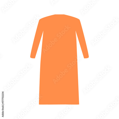 Orange Islamic Dress Icon with Long Sleeves for Women and Girls