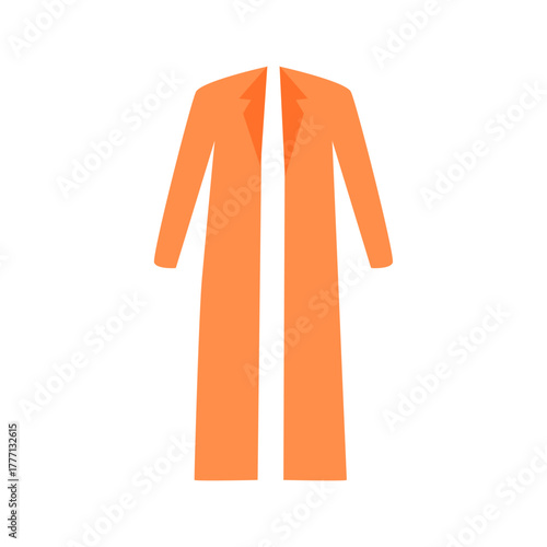 Minimalist flat icon of a stylish orange overcoat for fashion and apparel design
