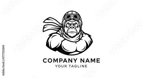 Determined Gorilla Pilot - A Bold Emblem of Strength and Adventure.
