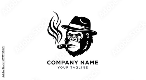 Tough gorilla boss smoking a cigar in a fedora hat.