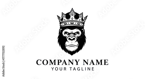 King Gorilla Wearing a Crown Logo Design.