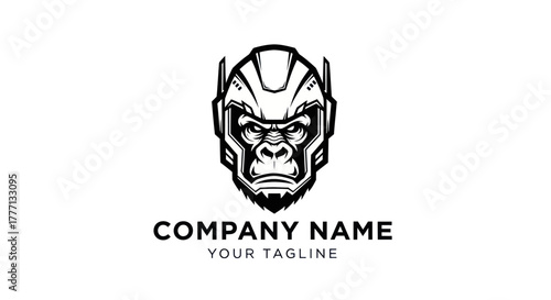 Aggressive Gorilla Head Logo Design with Futuristic Helmet.