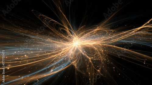 Abstract flowing lines of light, glowing energy, dynamic motion, connection, cosmic burst