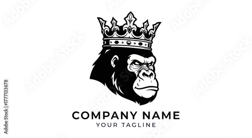 Majestic Gorilla King with Crown Logo Design.