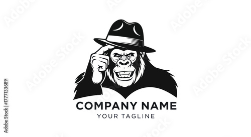 Gorilla Wearing Hat Logo Design.
