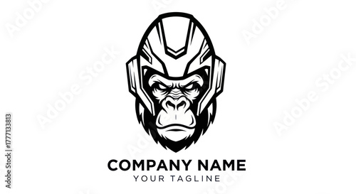 Robotic Gorilla Head Logo Design.