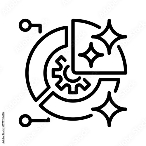 Pie Chart Line Icon, Outline Symbol for Data Visualization, Business Analytics, Performance Metrics, Financial Reporting, and Market Analysis. Vector Sign Icon.