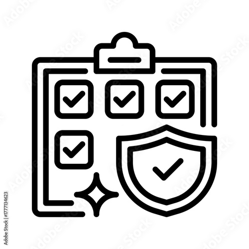 Safety Audit Line Icon, Outline Symbol for Risk Inspection, Compliance Verification, Workplace Assessment, Standard Evaluation, and Operational Safety. Vector Sign Icon.