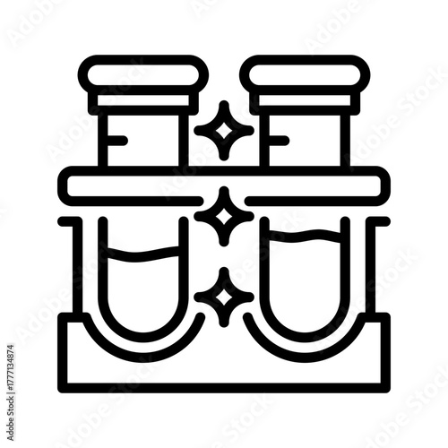Test Tube Rack Line Icon, Outline Symbol for Chemical Storage, Laboratory Experiment, Sample Organization, Scientific Research, and Reaction Study. Vector Sign Icon.