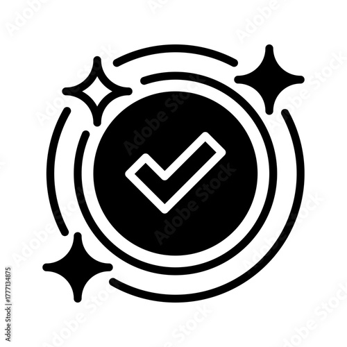 Checkmark Badge Line Icon, Outline Symbol for Achievement Validation, Quality Approval, Certification Recognition, Success Marking, and Standard Assurance. Vector Sign Icon.