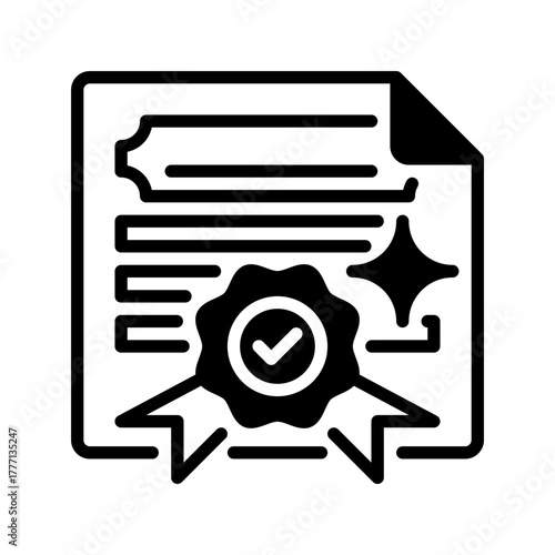 Document with Seal Line Icon, Outline Symbol for Official Approval, Certification Record, Legal Validation, Contract Verification, and Authentic Documentation. Vector Sign Icon.