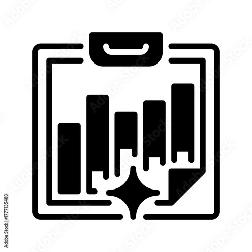Clipboard with Graph Line Icon, Outline Symbol for Performance Reporting, Data Analysis, Business Metrics, Project Evaluation, and Progress Monitoring. Vector Sign Icon.