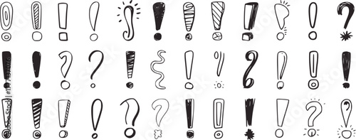 Hand drawn exclamation question marks vector