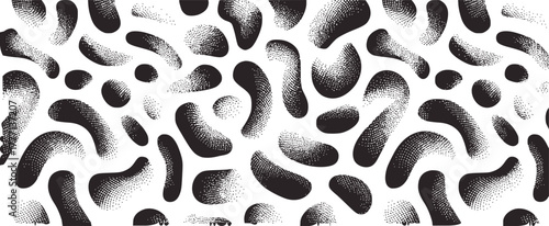 Organic shapes stippled black white pattern abstract