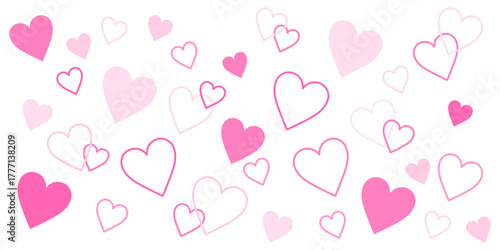 ハートが散りばめられた背景素材イラスト
