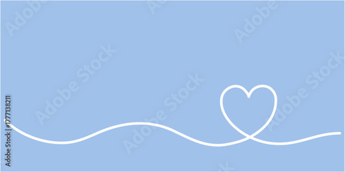 水色の背景に白い線で描かれたハートの背景素材イラスト