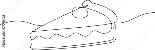 Black line art slice of pie with whipped cream pie slice