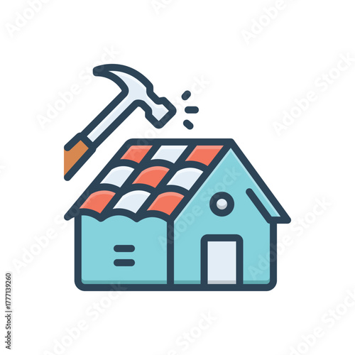 Color illustration icon for roofing