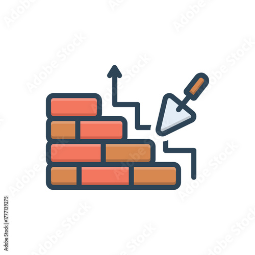Color illustration icon for raising the walls