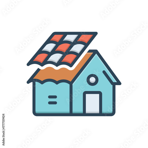 Color illustration icon for roofing installation