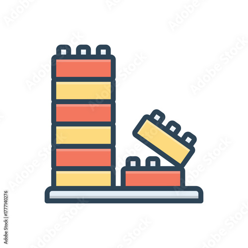 Color illustration icon for building blocks