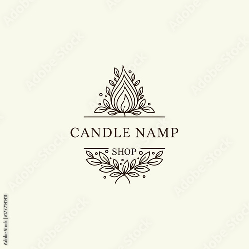 Elegant Candle Namp Shop Logo Design with Floral Accents.
